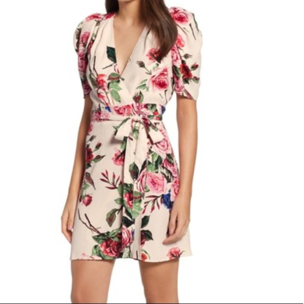 NWT AFRM Floral Print Mini Wrap Dress